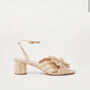 Dahlia Bow Low Heel with Ankle Strap Gold